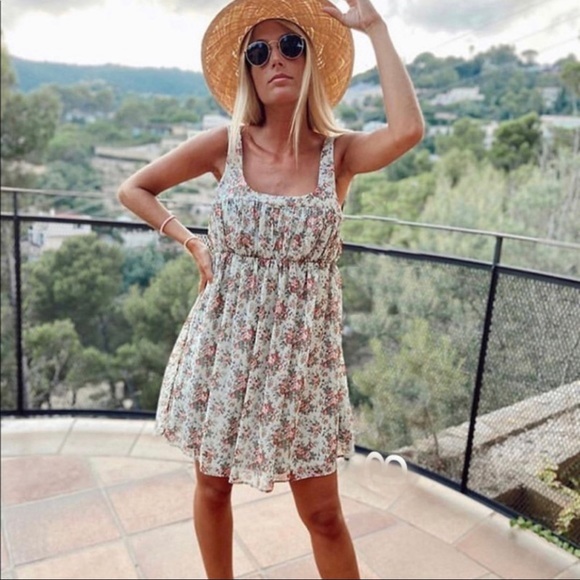 New Zara Floral Dress Green S - Picture 9 of 9